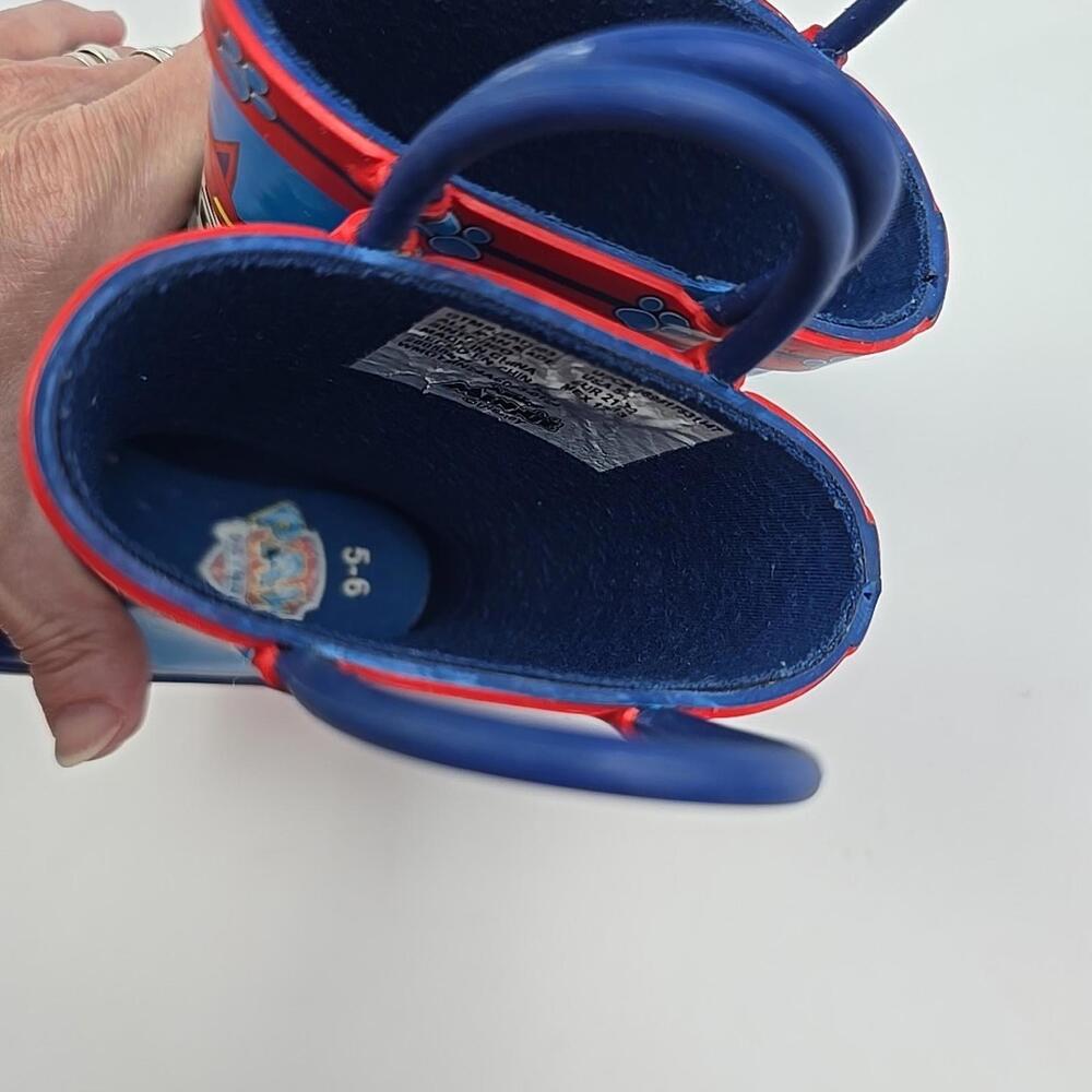 Paw Patrol Toddler Boys Rain Boots,blue,red,size 5-6, Good Used condition - Picture 7 of 9